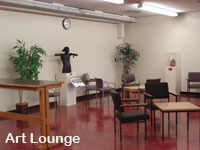 Image of the Art Lounge on the second floor of the Holland/Terrell Libraries.